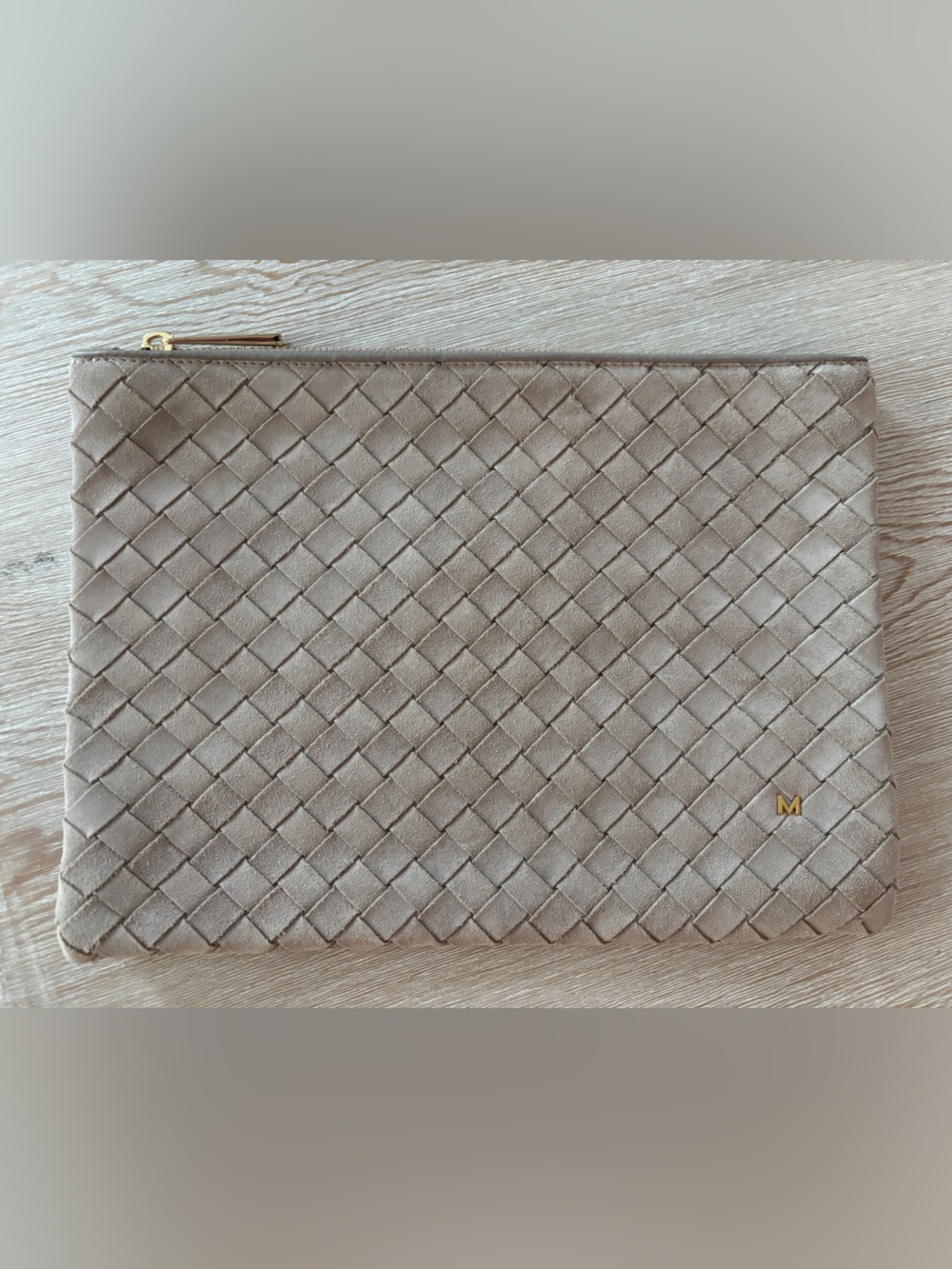 Milaner Meg Woven Clutch - Taupe Suede